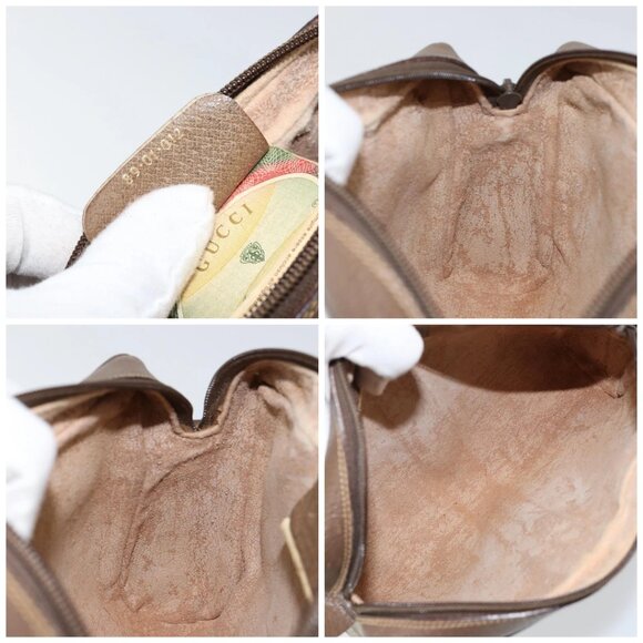 GUCCI GG Supreme Web Sherry Line Clutch Bag PVC Beige Red - Picture 14 of 14